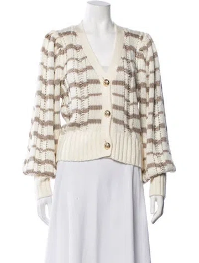 Pre-owned Ramy Brook Striped V-neck Sweater In Neutrals