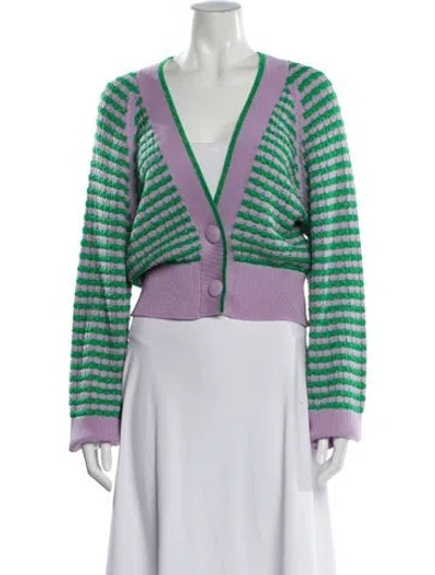 Pre-owned Ramy Brook Striped V-neck Sweater W/ Tags In Purple