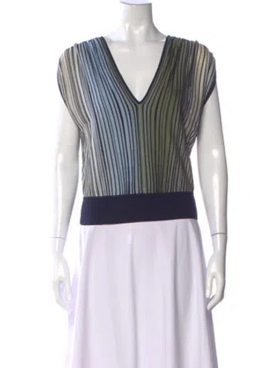 Pre-owned Ramy Brook Striped V-neck Top In Multi