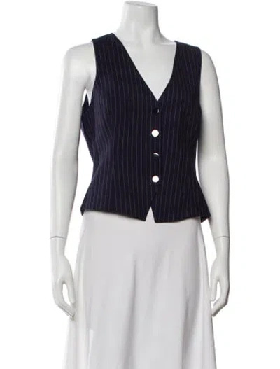 Pre-owned Ramy Brook Striped V-neck Top W/ Tags In Purple
