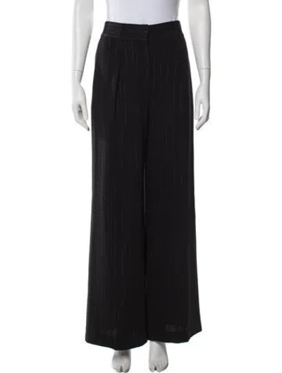 Pre-owned Ramy Brook Striped Wide Leg Pants In Black