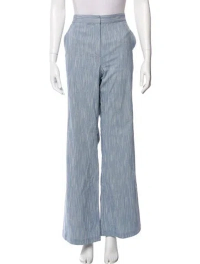 Pre-owned Ramy Brook Striped Wide Leg Pants In Blue
