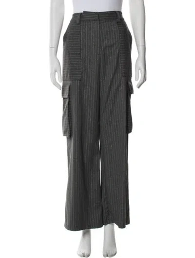 Pre-owned Ramy Brook Striped Wide Leg Pants In Gray