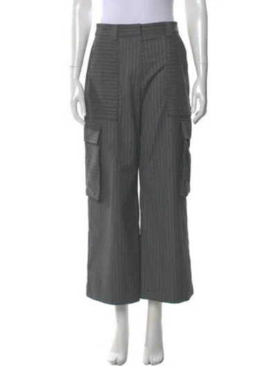 Pre-owned Ramy Brook Striped Wide Leg Pants In Gray