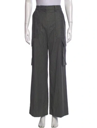 Pre-owned Ramy Brook Striped Wide Leg Pants In Gray
