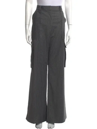 Pre-owned Ramy Brook Striped Wide Leg Pants In Grey