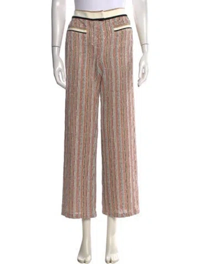 Pre-owned Ramy Brook Striped Wide Leg Pants In Orange