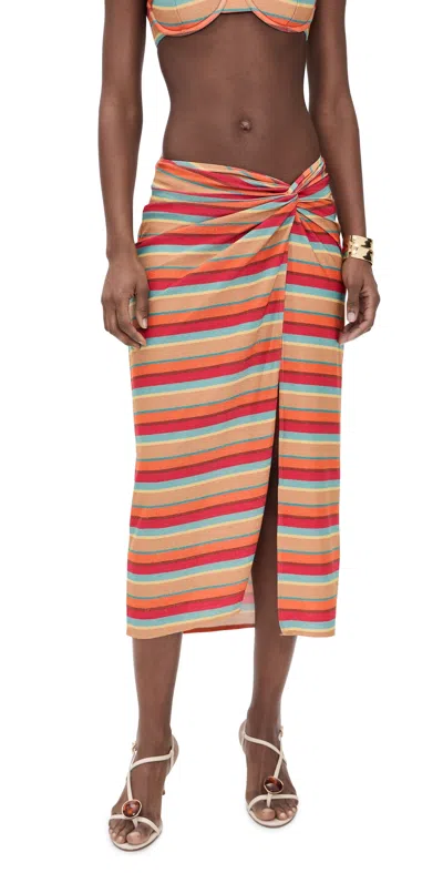 Ramy Brook Striped Xana Skirt Flame Glitter Stripe In Multi
