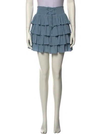 Pre-owned Ramy Brook Studded Accents Mini Skirt In Blue