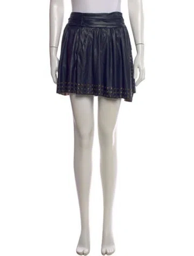 Pre-owned Ramy Brook Studded Accents Mini Skirt In Blue