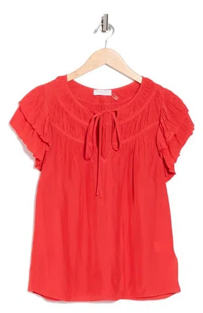 Ramy Brook Sue Ruffle Sleeve Top In Red
