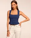 Ramy Brook Suki Sleeveless Button Down Tank Top In Spring Navy