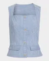 Ramy Brook Suki Textured Button-front Top In Light Indigo Slub