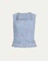 Ramy Brook Suki Textured Button-front Top In Light Indigo Slub
