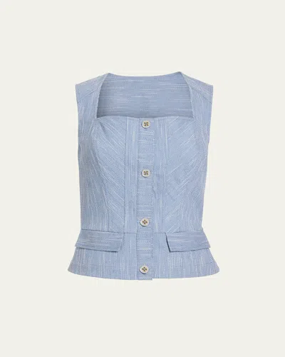 RAMY BROOK SUKI TEXTURED BUTTON-FRONT TOP