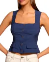 Ramy Brook Suki Sleeveless Button Down Tank Top In Spring Navy