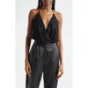 Ramy Brook Sullivan Sequin Halter Tank In Black Beaded Mesh