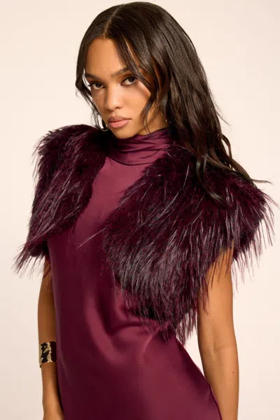 Ramy Brook Sunny Faux Fur Bolero In Cranberry Fur