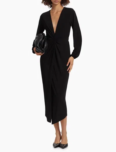 Ramy Brook Sutton Twist Front Jersey Midi Dress In Black