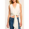 Ramy Brook Svetlana Tie Hem Sleeveless Crop Top In White
