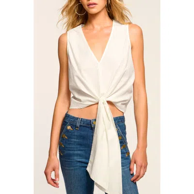 Ramy Brook Svetlana Tie Hem Sleeveless Crop Top In White