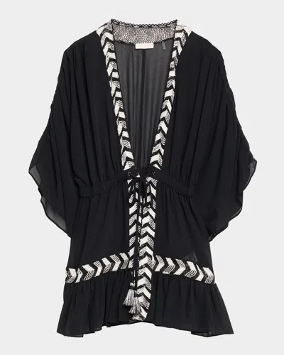 Ramy Brook Sylvie Embellished Caftan Coverup Dress In Black