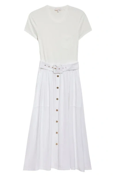 Ramy Brook Sylvie Mixed Media Cotton Blend Dress In Ivory