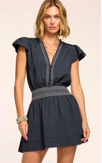 Ramy Brook Tahlia Cotton Poplin Smocked Mini Dress In Blue