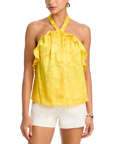 Ramy Brook Burnout Talia Halter Top In Yellow