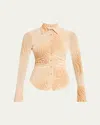 Ramy Brook Talisa Flare Sleeve Button-up Top In Burlap Swirl