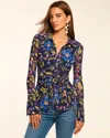 Ramy Brook Talisa Mesh Long Sleeve Button Down Top In Multi