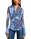 Ramy Brook Talisa Ruched Top In Navy Swirl