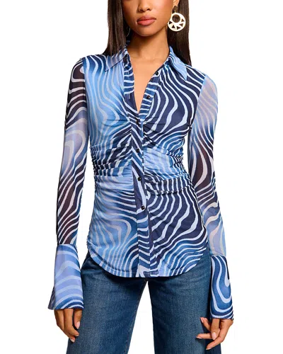 Ramy Brook Talisa Ruched Top In Navy Swirl