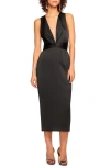 Ramy Brook Talon Sleeveless Deep V-neck Midi Sheath Dress In Black