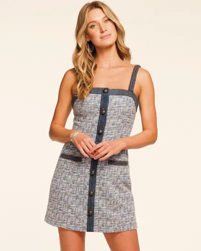 Ramy Brook Tamar Sleeveless Tweed Mini Dress In Indigo Tweed