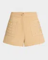 Ramy Brook Tamika Woven Patch Pocket Cotton Blend Shorts In Burlap