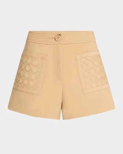 Ramy Brook Tamika Woven Patch Pocket Cotton Blend Shorts In Burlap