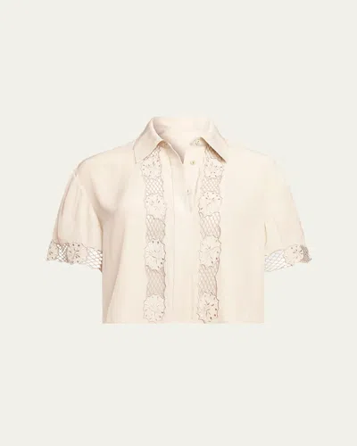 RAMY BROOK TANIA EMBROIDERED BUTTON-FRONT TOP