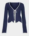 Ramy Brook Tara Lightweight Knit Cardigan In Spring Navy Wave