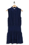 Ramy Brook Taran Sleeveless Drop Waist Shirtdress In Blue