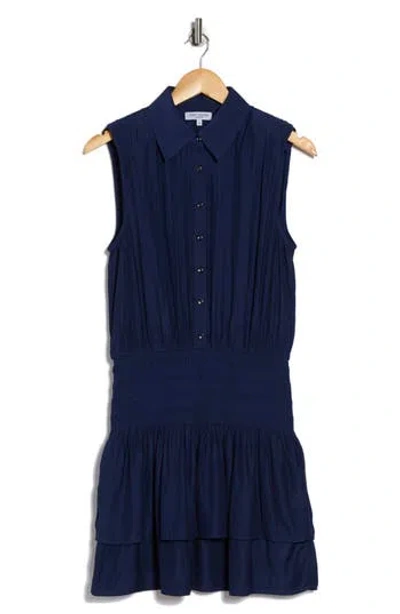Ramy Brook Taran Sleeveless Drop Waist Shirtdress In Blue