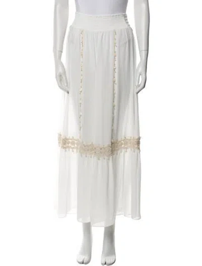 Pre-owned Ramy Brook Tassel Accents Midi Length Skirt W/ Tags In White