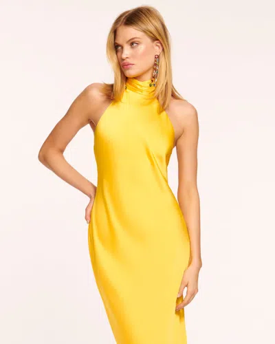 Ramy Brook Tatiana High Neck Gown In Bright Lemon