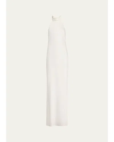 Ramy Brook Tatiana Low-cut Halter Column Gown In Ivory