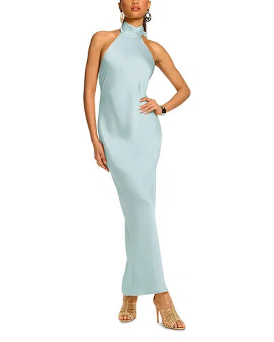 Ramy Brook Tatiana Satin Halter Gown In Blue
