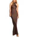 Ramy Brook Tatiana Satin Halter Gown In Desert Brown