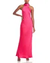 Ramy Brook Tatiana Satin Halter Gown In Hot Pink