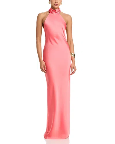 Ramy Brook Tatiana Satin Halter Gown In Pink
