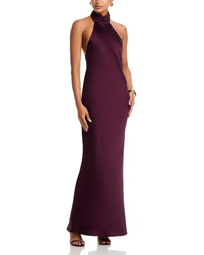 Ramy Brook Tatiana Satin Halter Gown In Purple