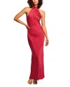 Ramy Brook Tatiana Satin Halter Gown In Ruby